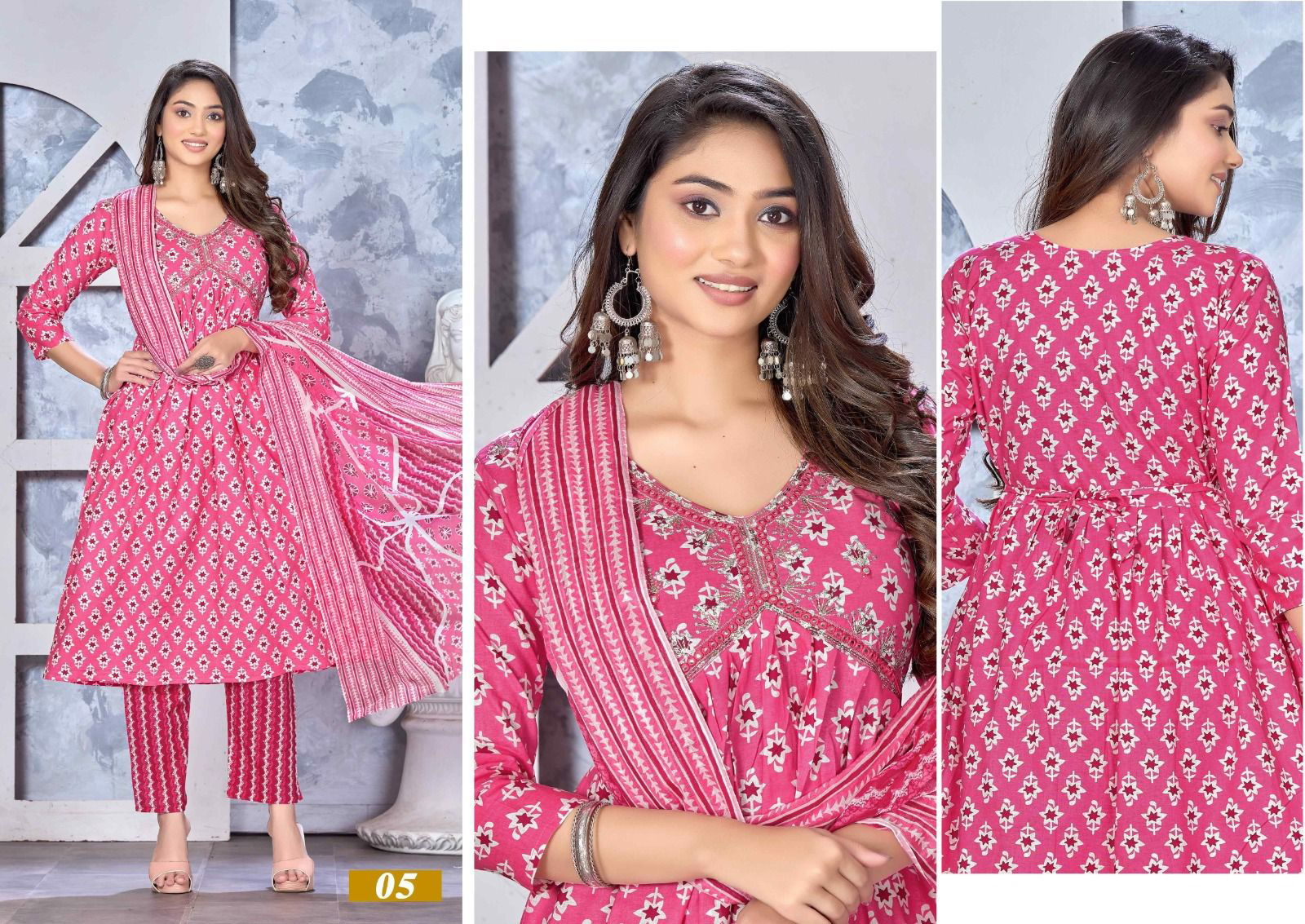 Golden So Stunning Cotton Printed Alia Cut Kurti With Bottom Dupatta Catalog
